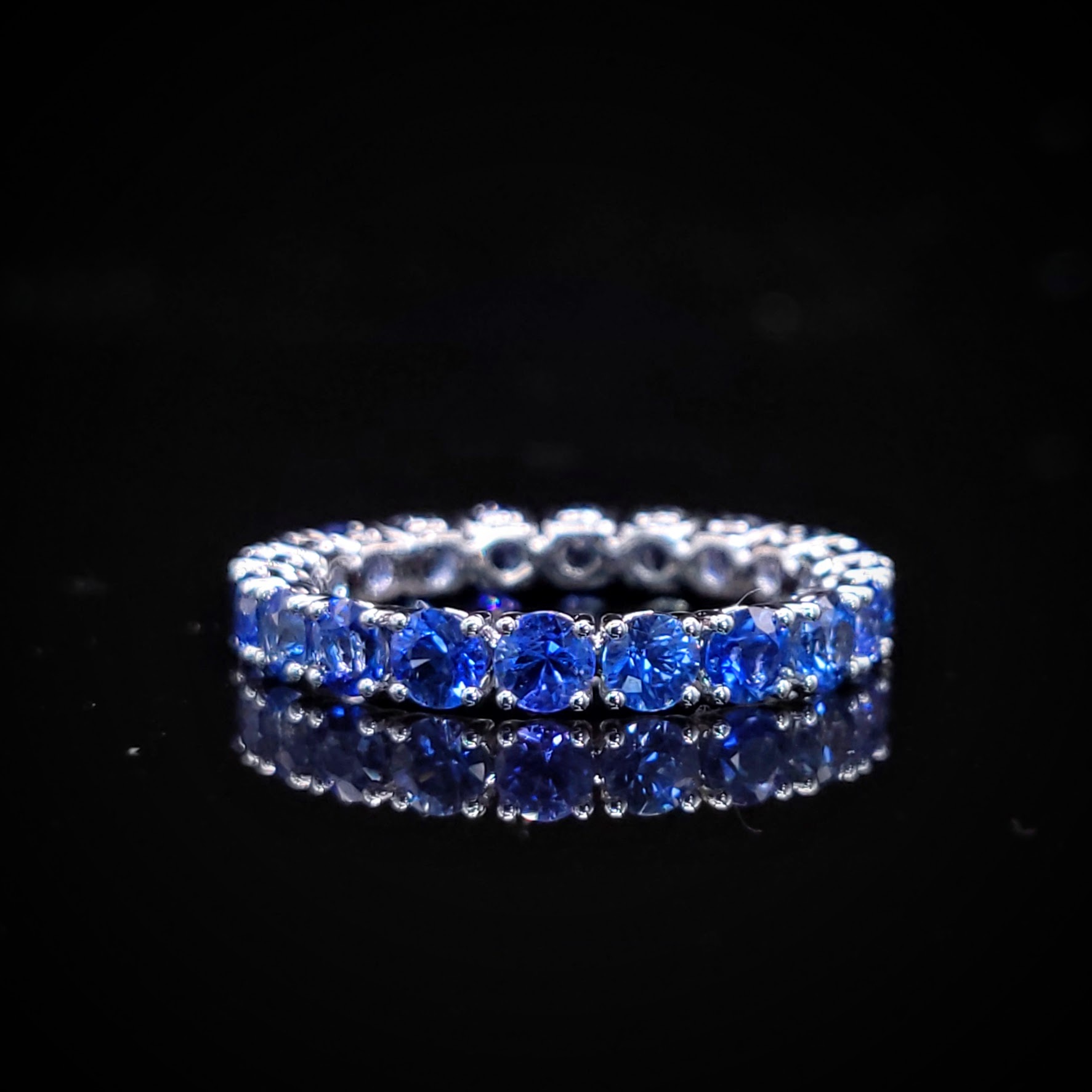 18K White Gold 3.09ct Sapphire Eternity Ring