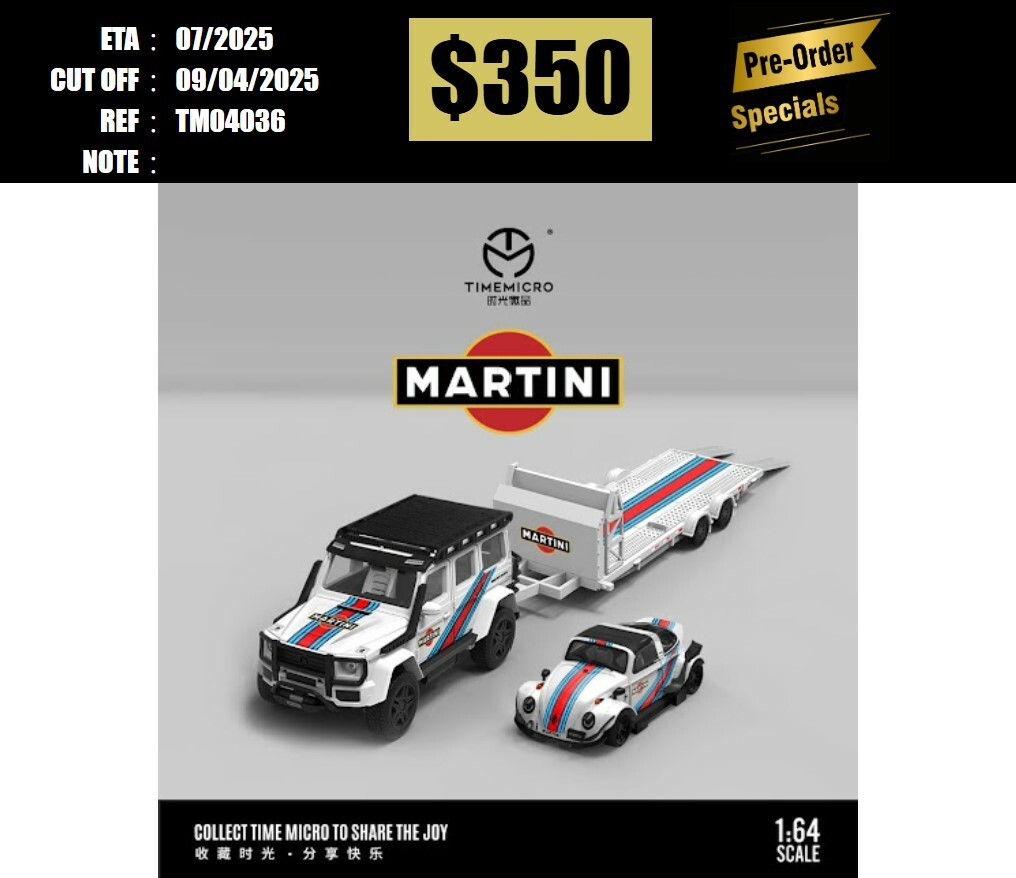 PO-$350 * TIME MICRO * 1:64 MARTINI SET ( G550 + BEETLE + TRAILER) [OD03/04]