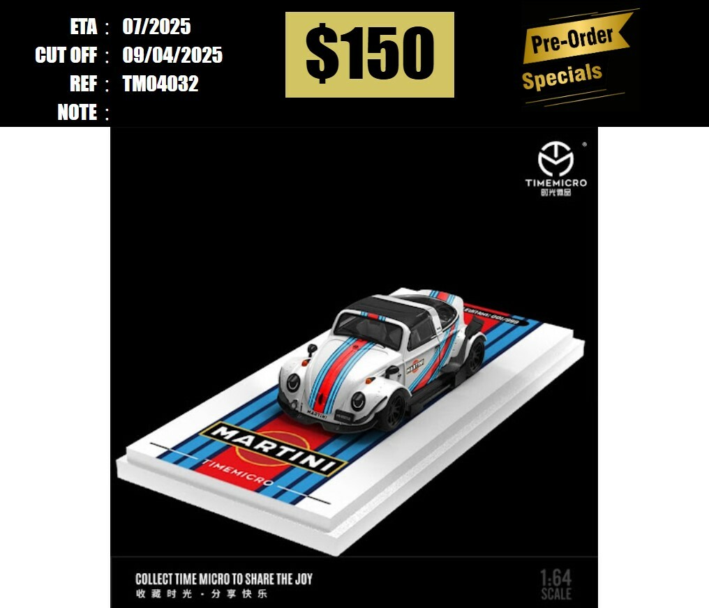 PO-$150 * TIME MICRO * 1:64 VW BEETLE MARTINI [OD03/04]