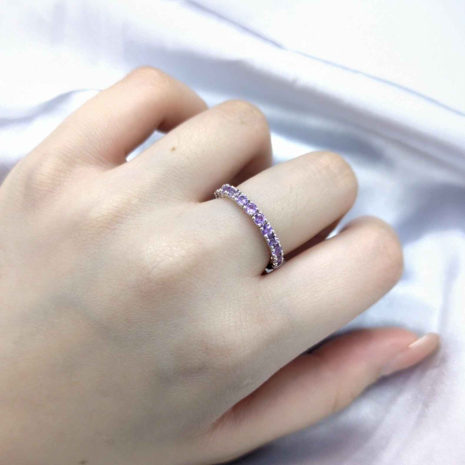 18K White Gold 1.70ct Sapphire Eternity Ring