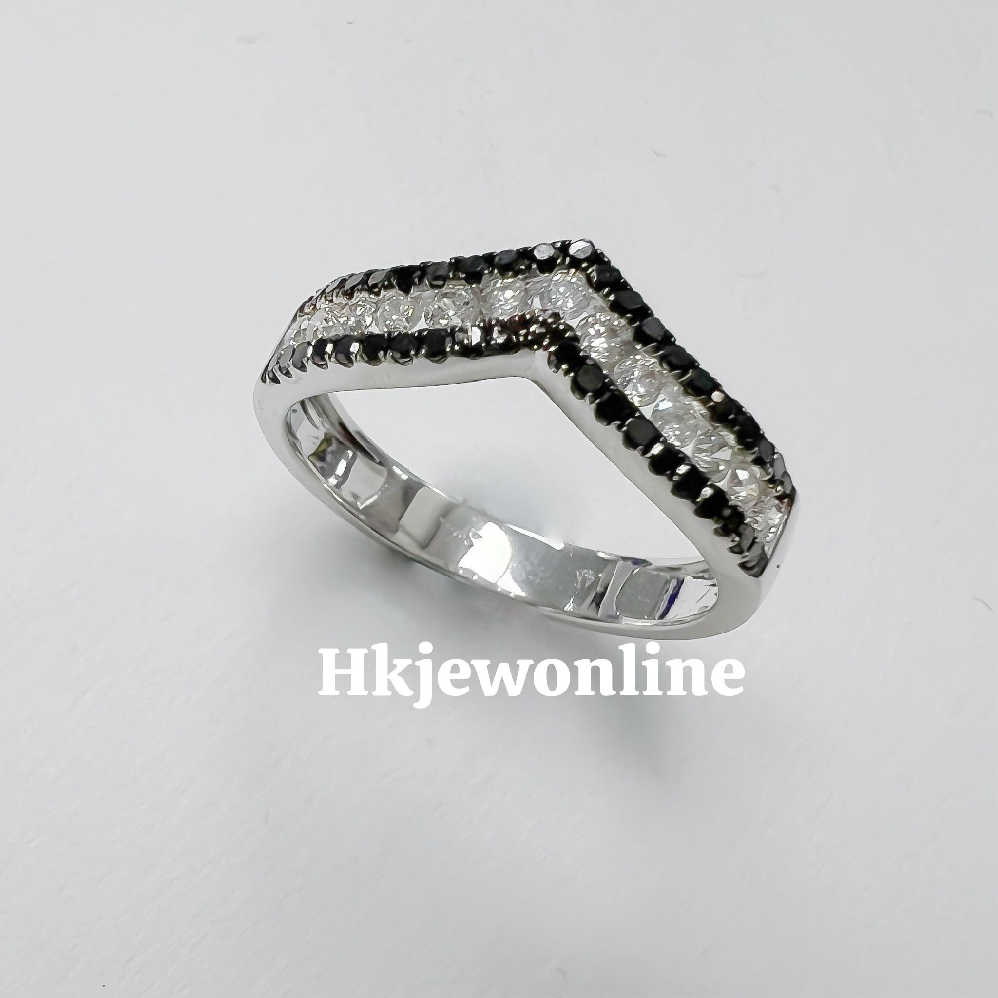 🖤 14K White Gold Black Diamond Ring 🤍