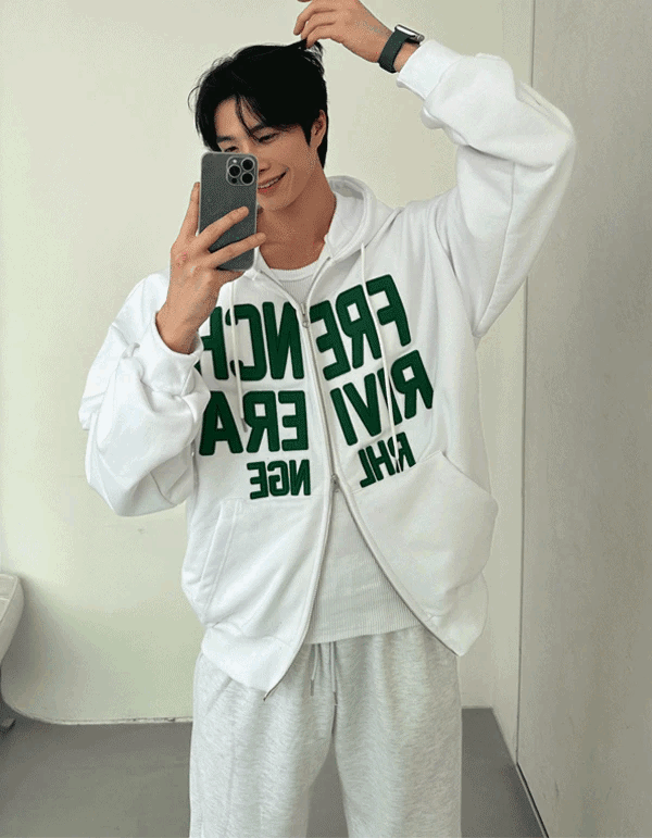 字母刺繡休閒連帽外套