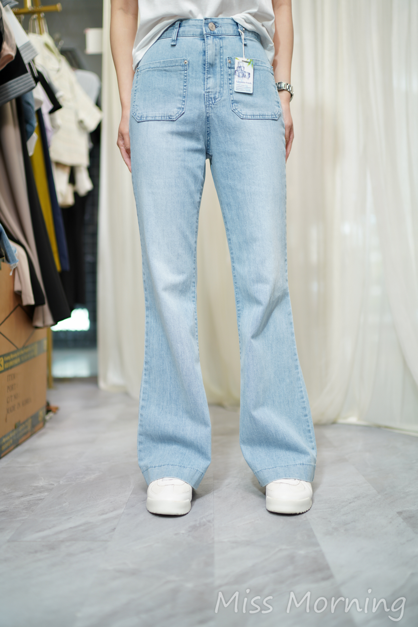 極薄顯瘦冰涼面料喇叭褲(33920)