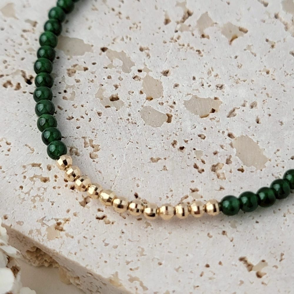 【me.luxe】K18小米翡翠金球手鍊