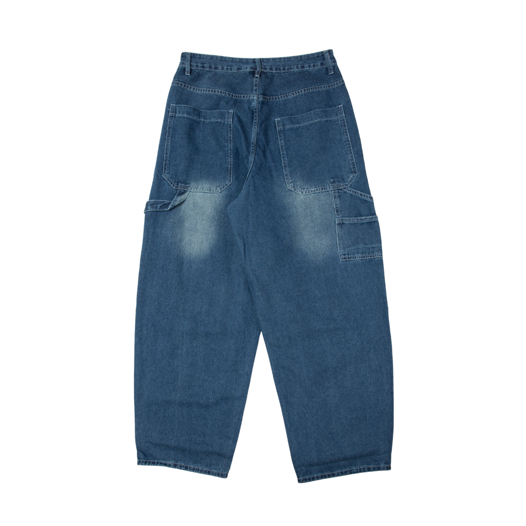 SALE- 寬版 廓型 畫家牛仔長褲 水洗藍色 【 FUZY 】- P202527
