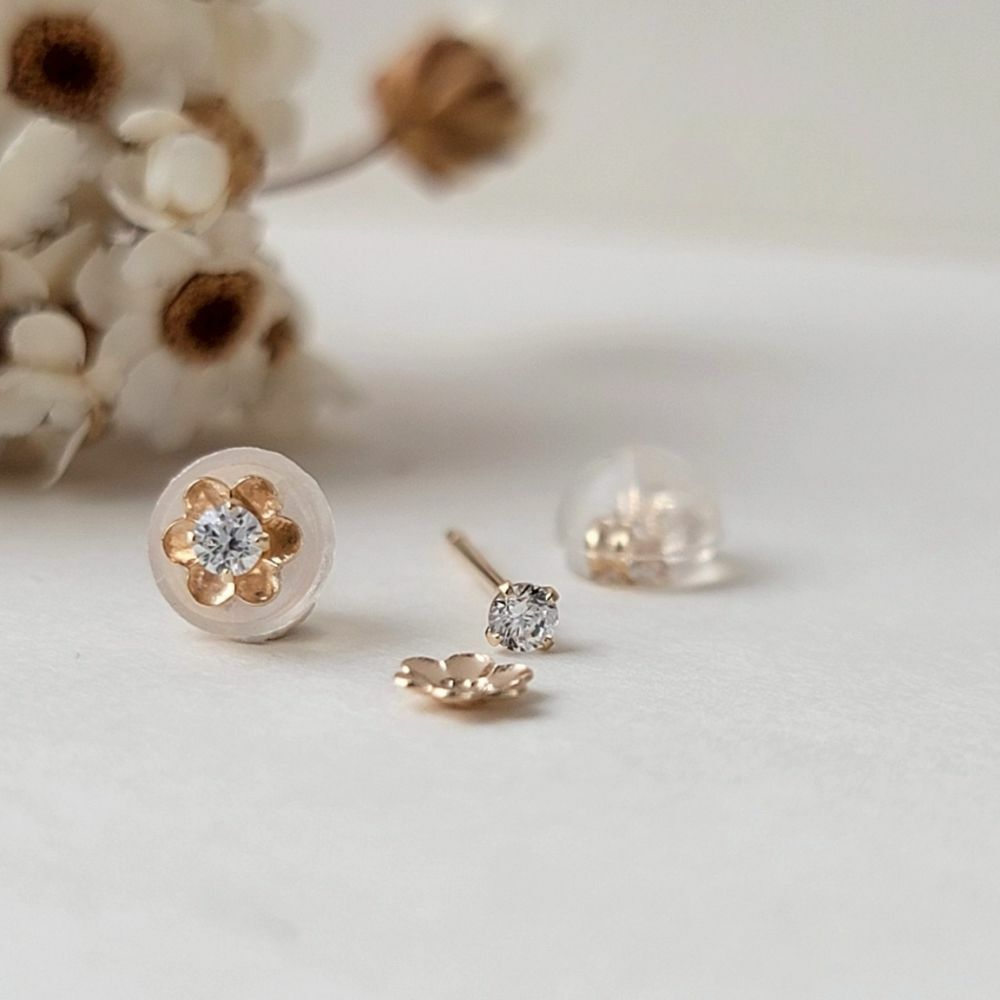 【me.luxe】K10鋯石小花可拆耳環