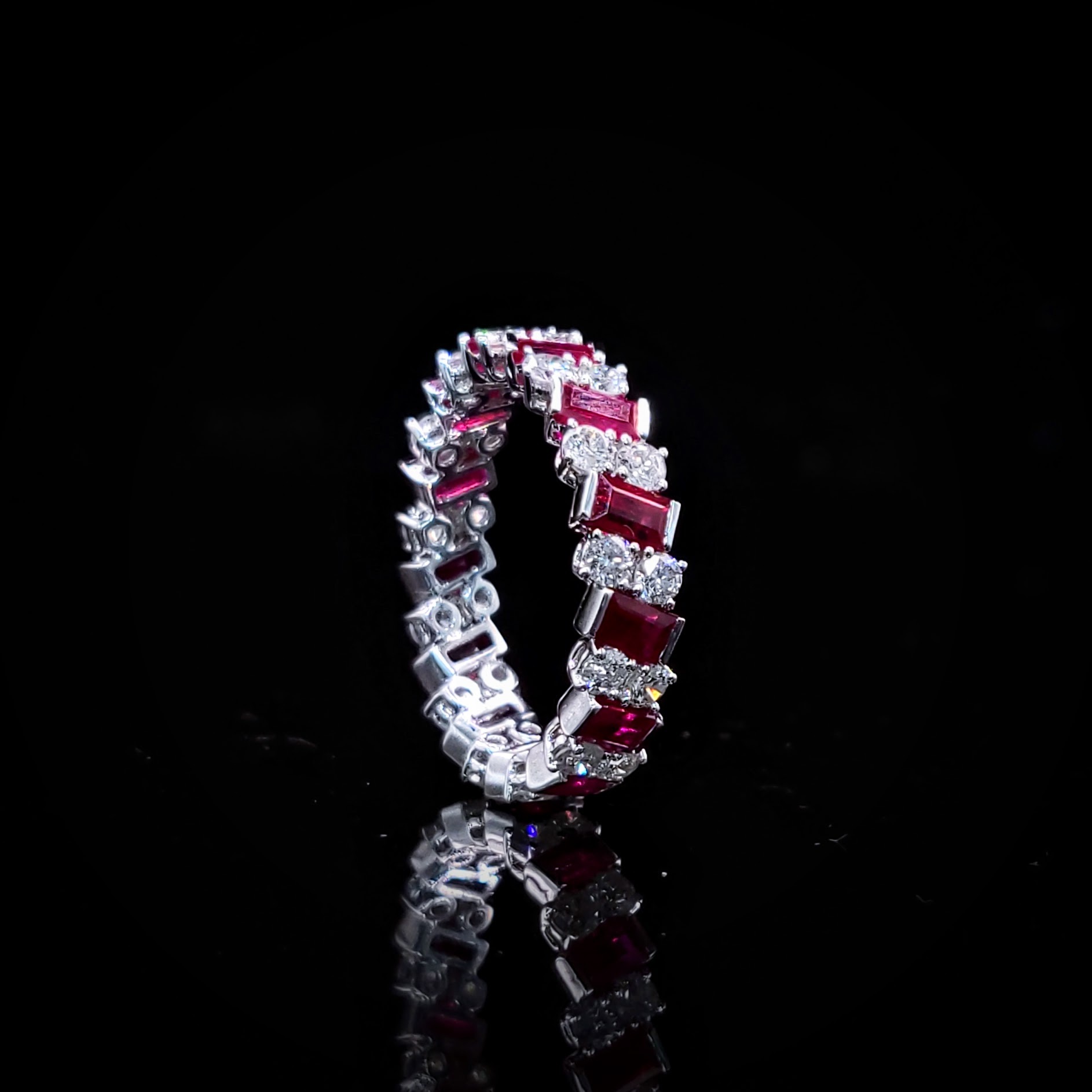 18K White Gold 2.38ct Ruby and Diamond Eternity Ring