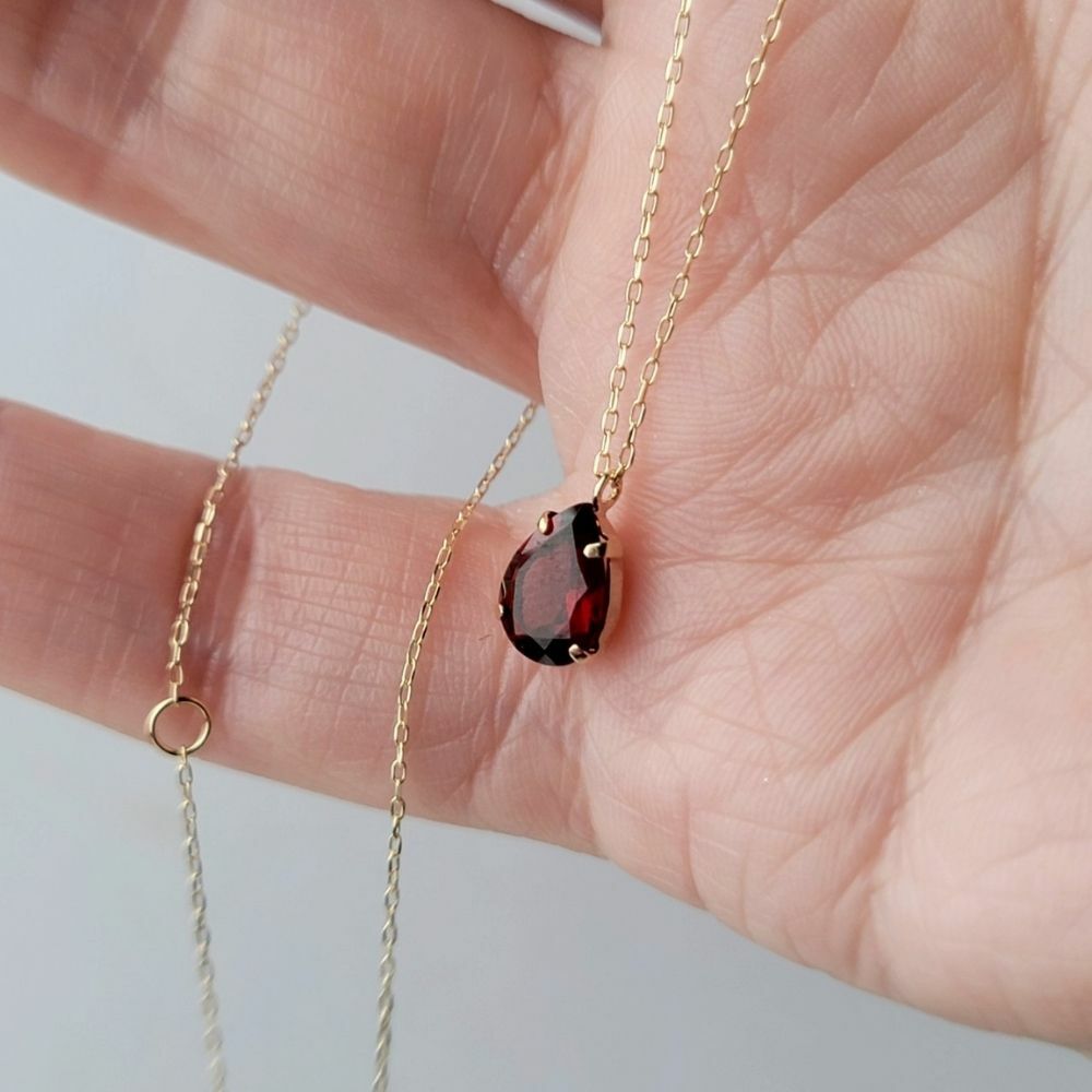 【me.luxe】K10水滴紅石榴石項鍊