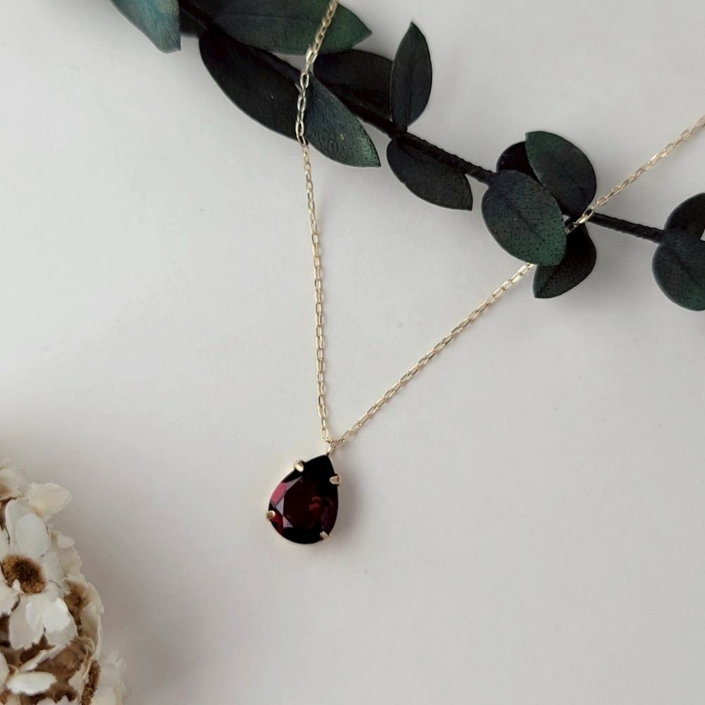 【me.luxe】K10水滴紅石榴石項鍊
