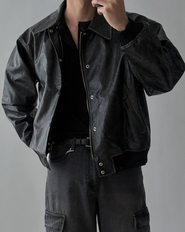 Winkle Crack裂紋皮夾克