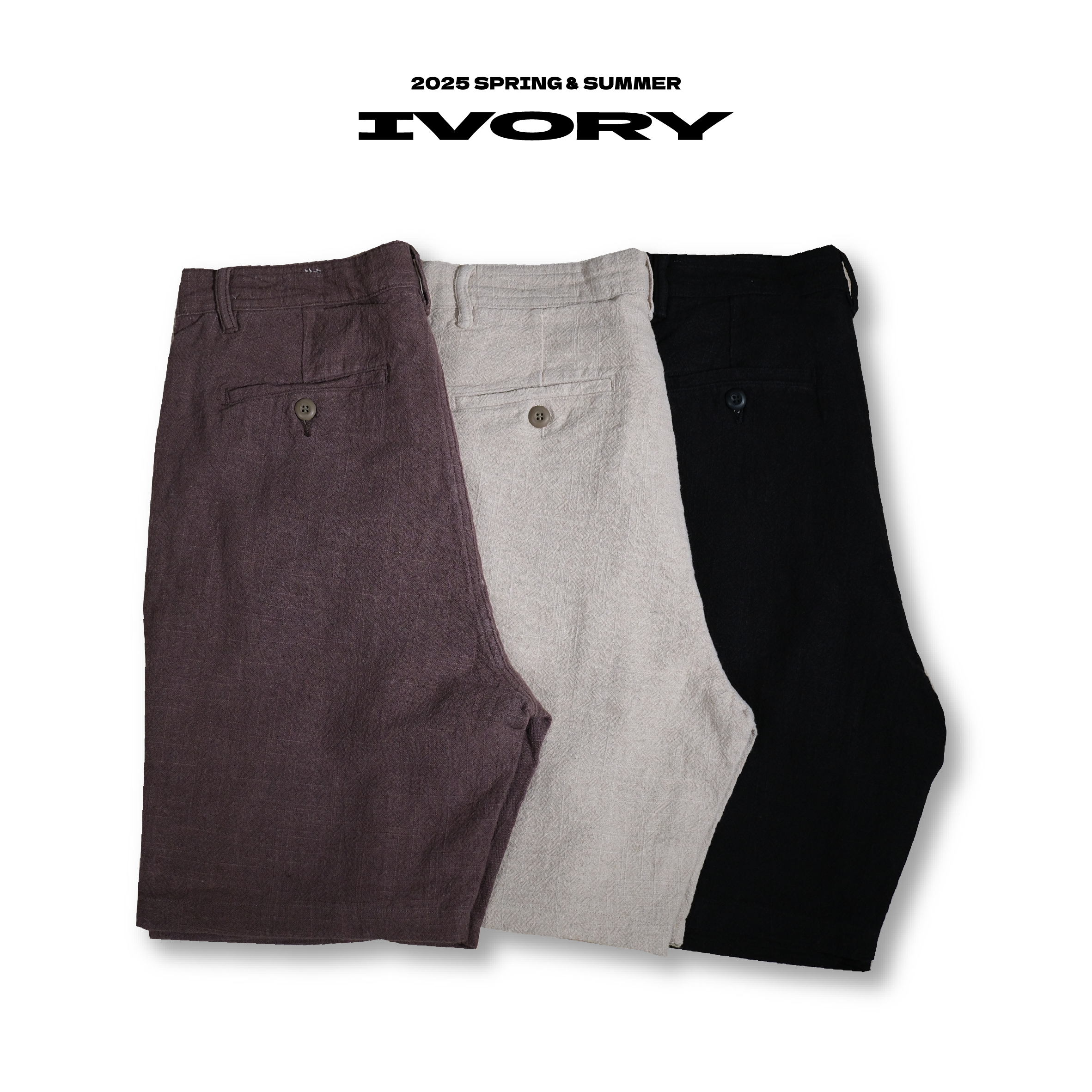 <現貨> IVORY Linen Casual Shorts 亞麻 棉麻 休閒 西裝短褲 三色【LD0305NT】