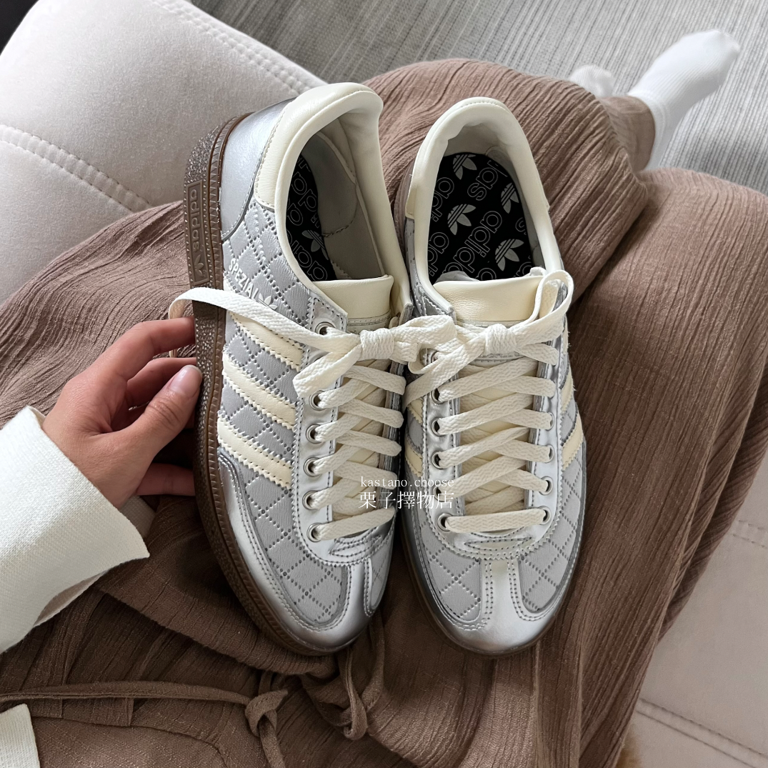 ADIDAS SPEZIAL 銀色菱格紋小香風