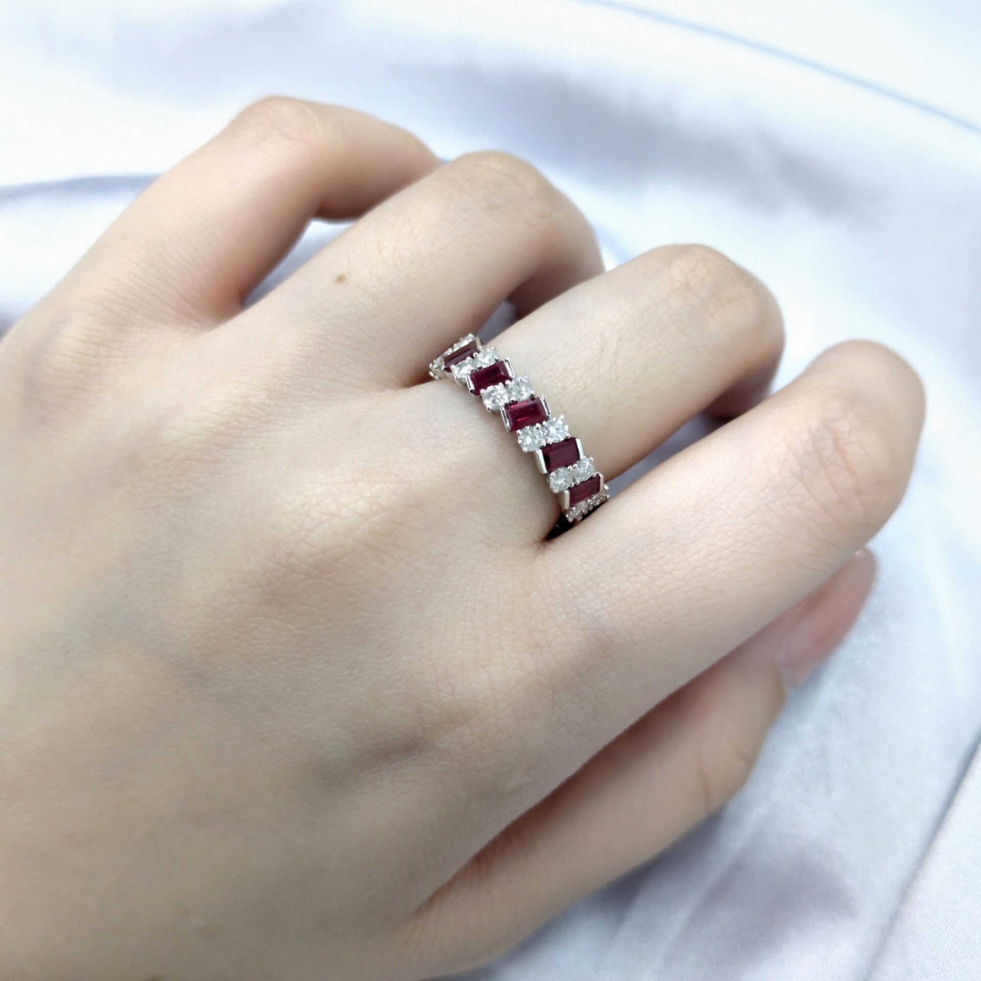 18K White Gold 2.38ct Ruby and Diamond Eternity Ring