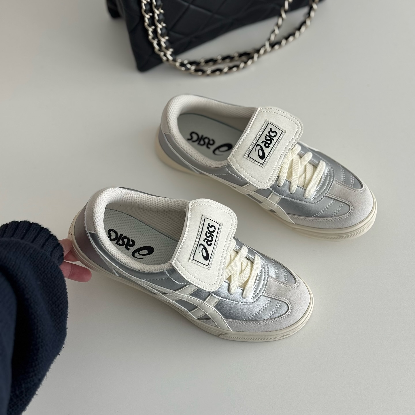 Asics Aaron 2.0 銀奶油 奶油白 翻蓋鞋舌 長鞋舌 男女 復古鞋 1203A720-020