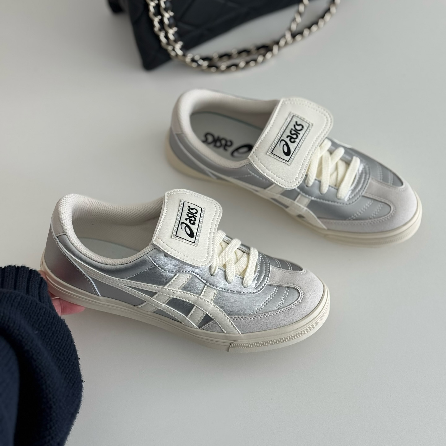 Asics Aaron 2.0 銀奶油 奶油白 翻蓋鞋舌 長鞋舌 男女 復古鞋 1203A720-020