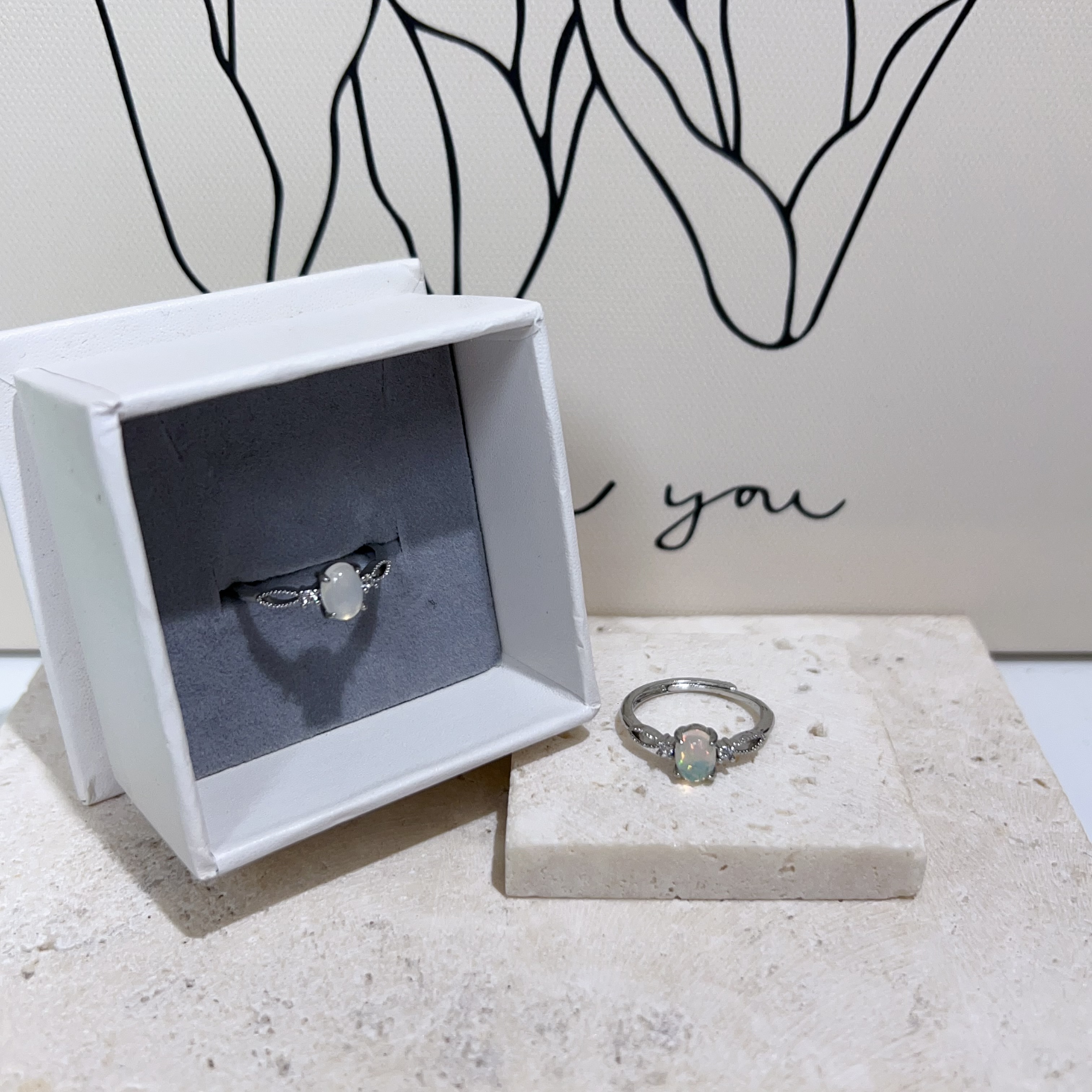 G110 小摺邊歐泊戒指