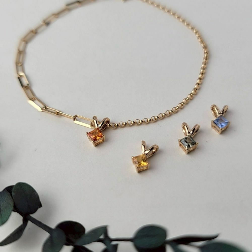 【me.luxe】K18炫彩藍寶石吊墜-藍.綠.橙.黃 (不含鍊)