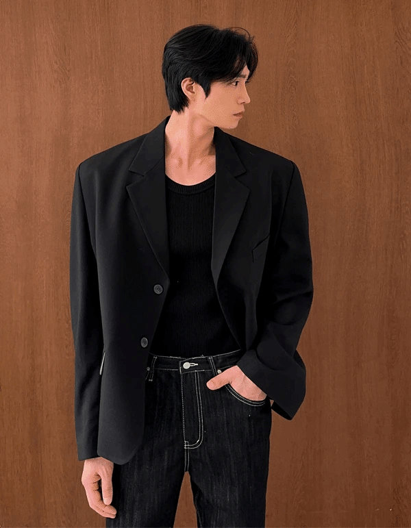 (韓國限時特價)短款雙扣西裝夾克外套