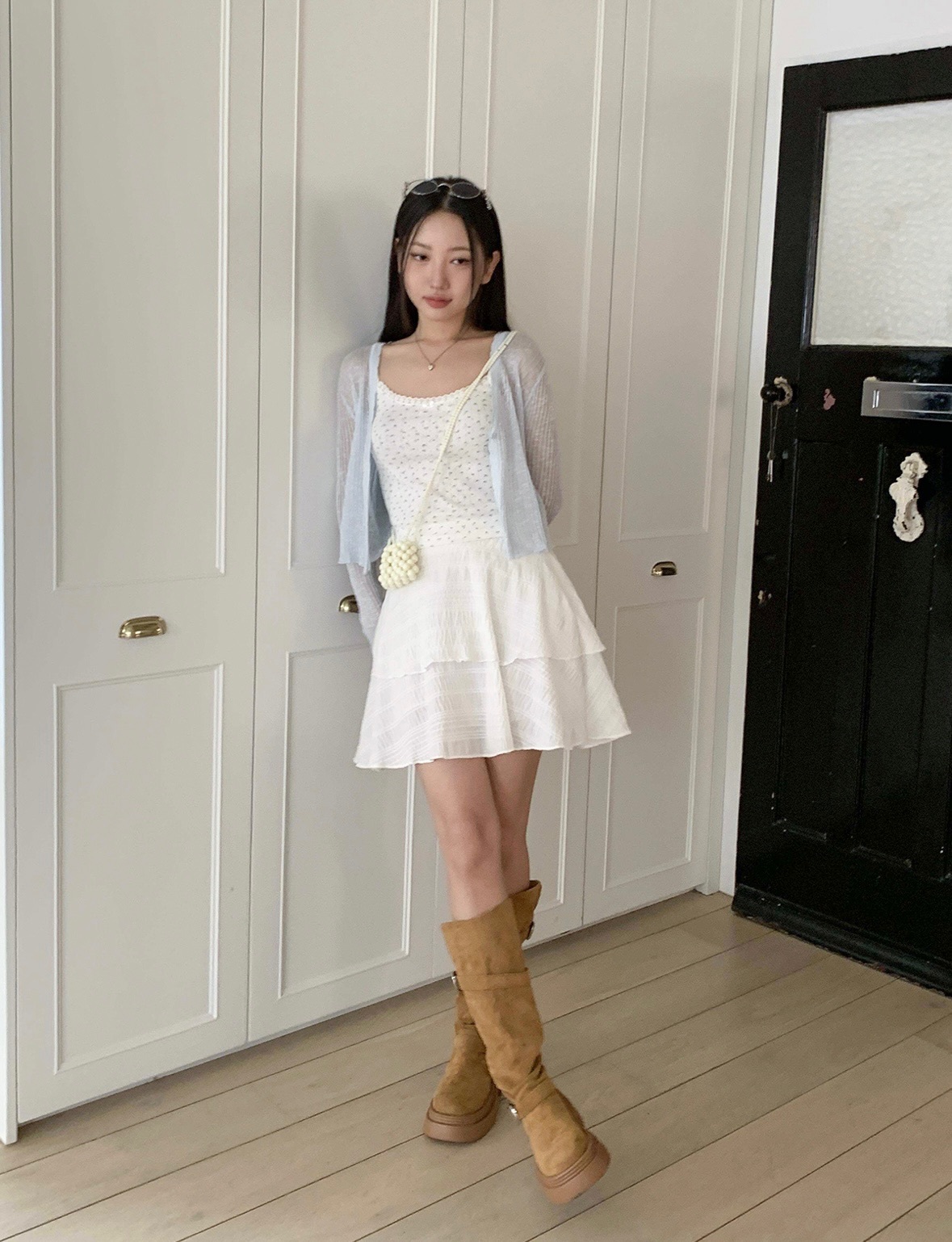 【優惠現貨】韓國紋理雙層A字裙 - 內有打底褲（2色）