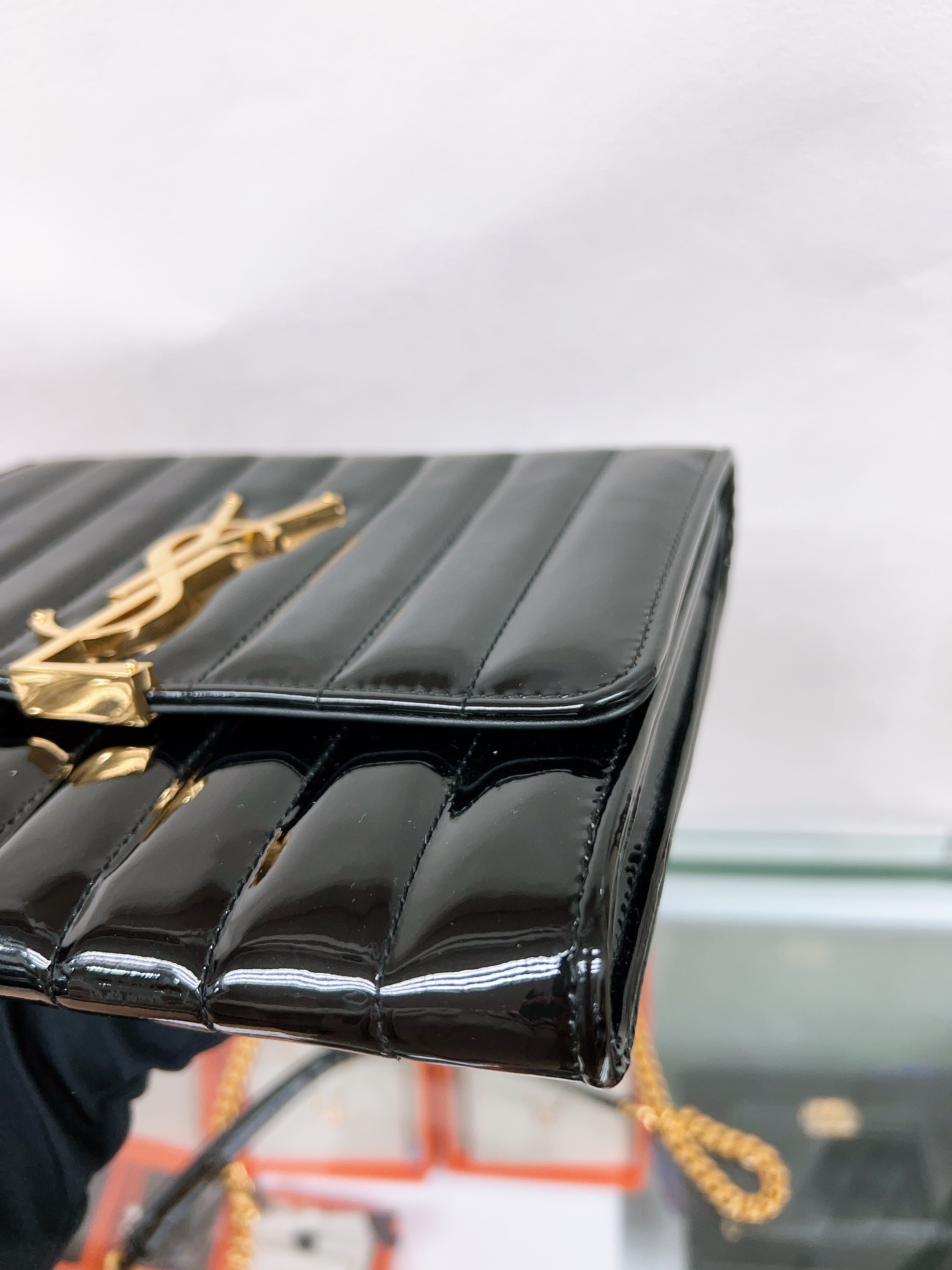 YSL Saint Laurent vicky chain bag black patent