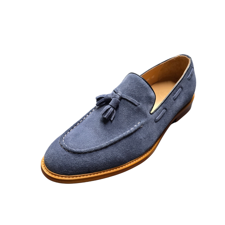 Revic 男裝休閒皮鞋 |OF-44C｜藍色流蘇牛樂褔皮鞋