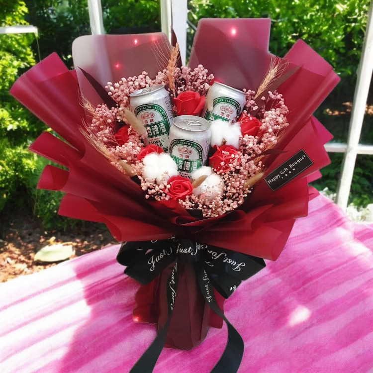 啤酒香皂花乾燥花束