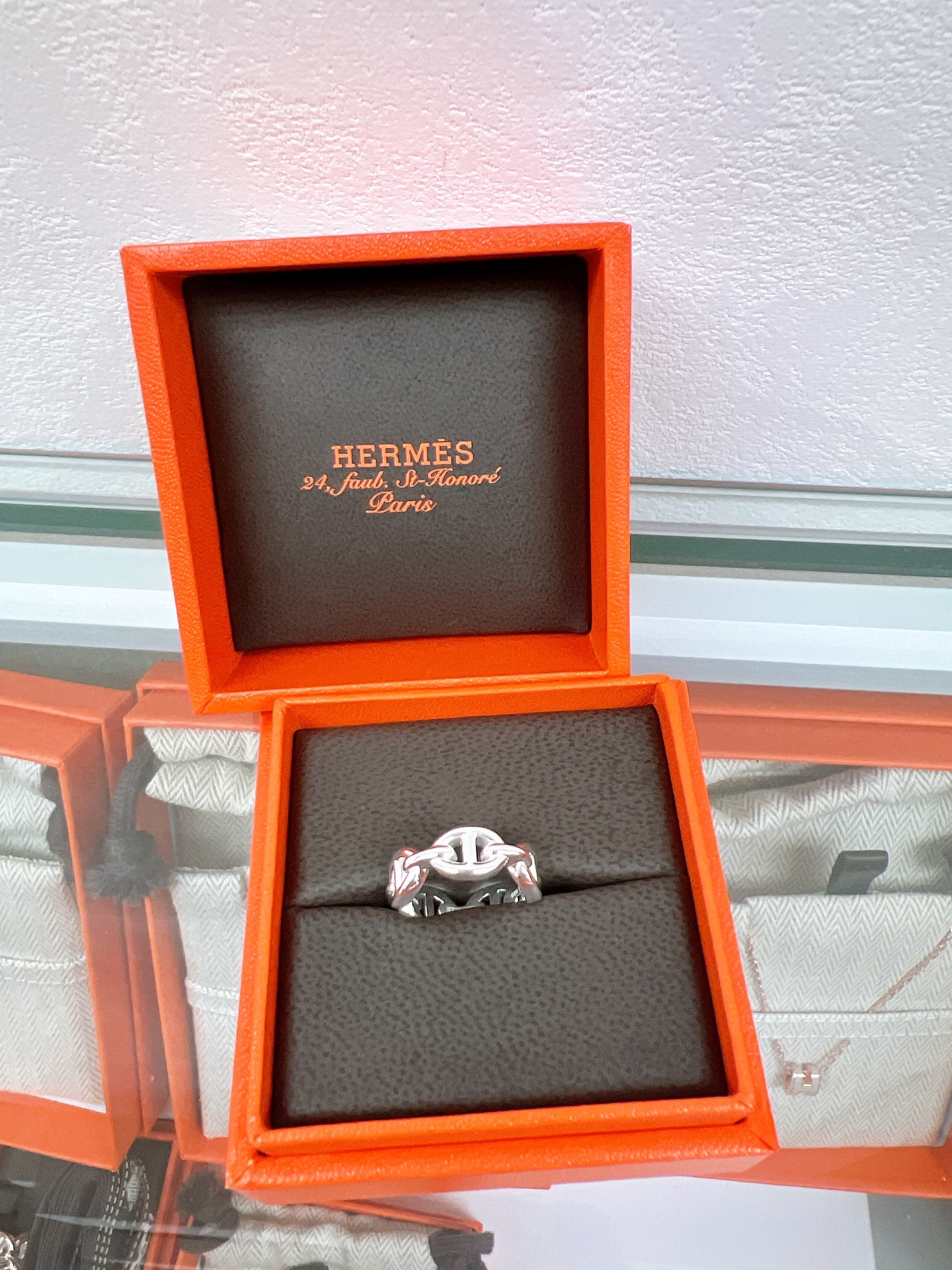 *Brand New* (現貨size 47/48/51/52/53/54)Hermes chaine d’ancre enchainee ring silver 豬鼻戒指