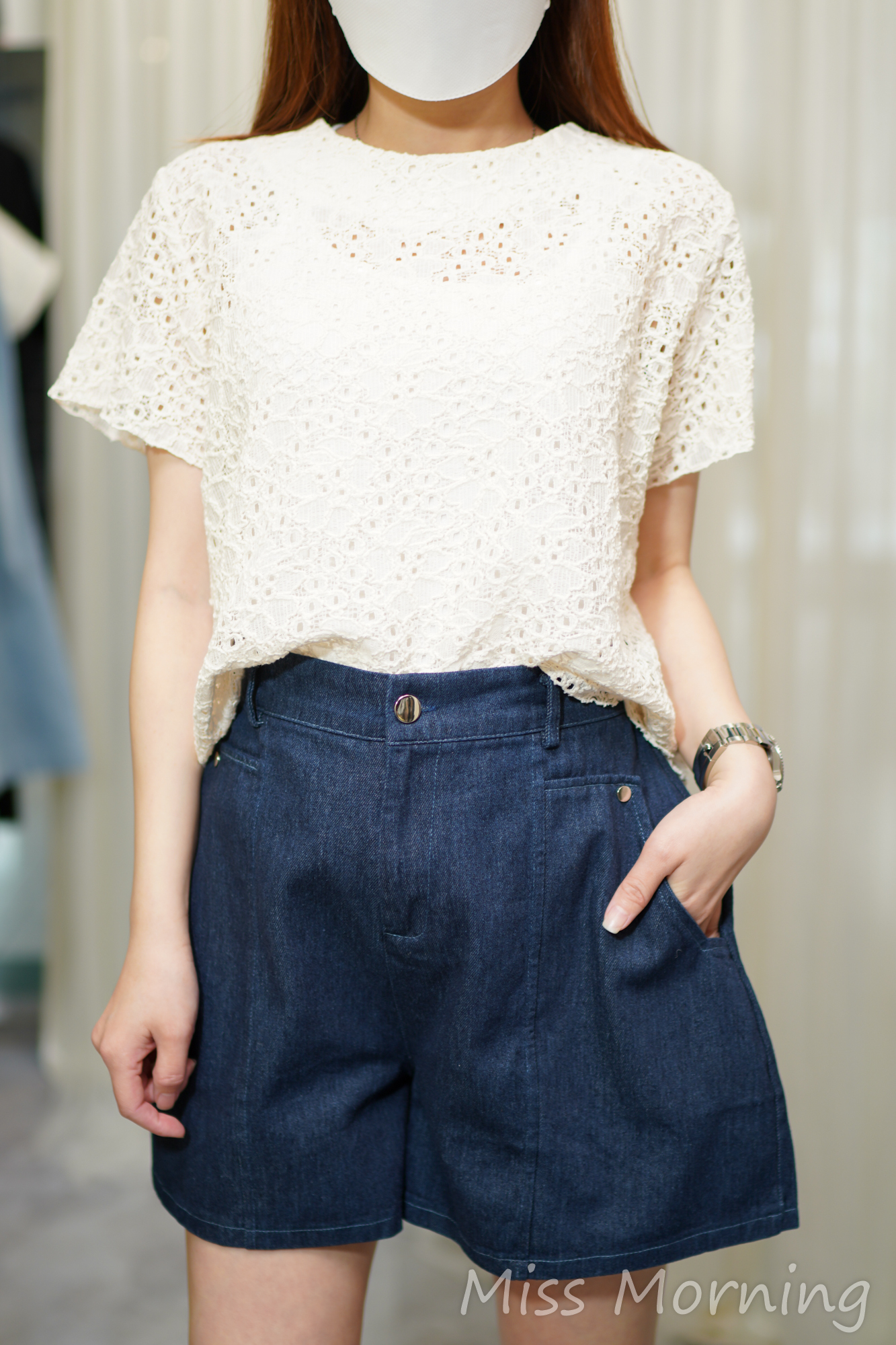 全通花款上衣(14507)&A cut遮Pat 短牛褲(33921)