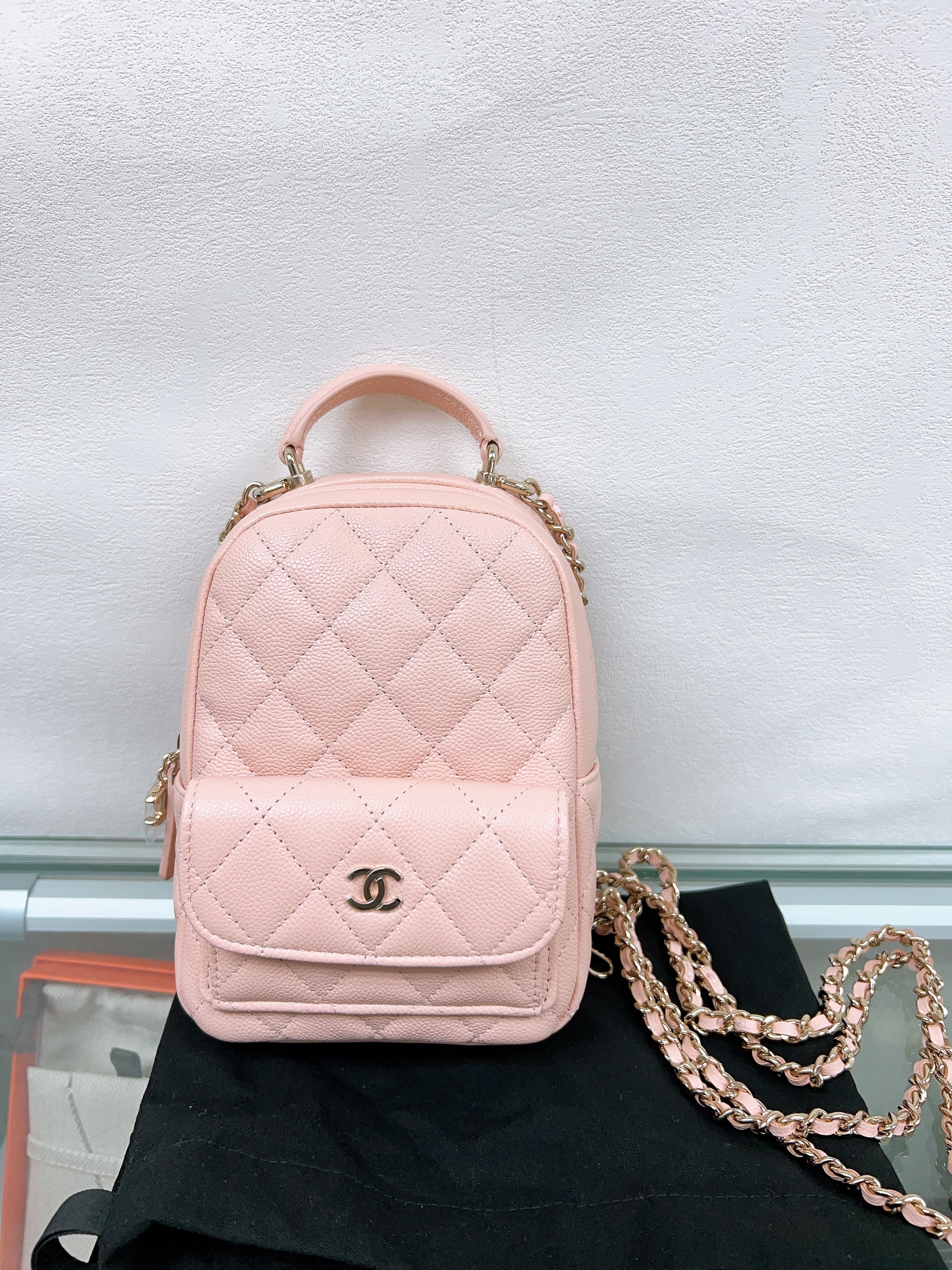 *Unused* Chanel backpack mini (peach pink caviar)