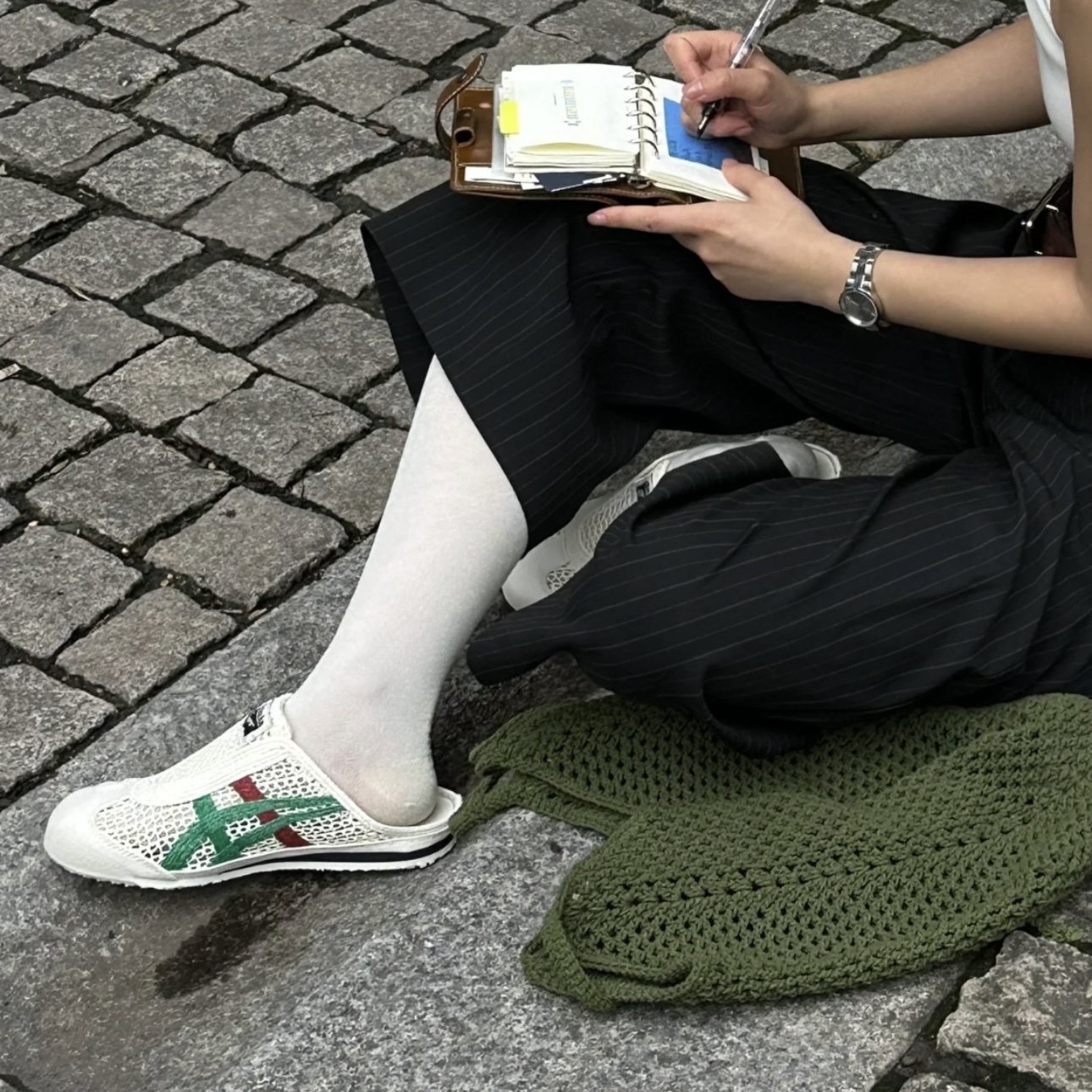 ONITSUKA TIGER MEXICO 66 SABOT 奶油白 紅綠配色 編織拖鞋 懶人鞋 女 鬼塚虎 1183A707-107