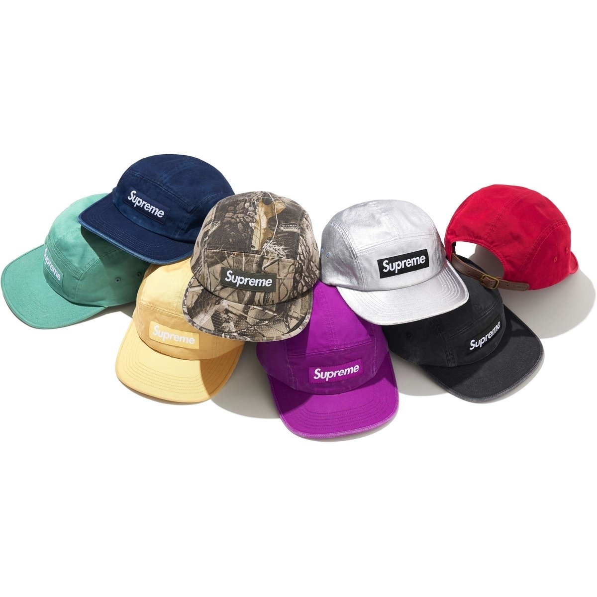 2025SS SUPREME Washed Chino Twill Camp Cap 貼布 皮革扣 BOX LOGO 帽子 五分割帽 現貨