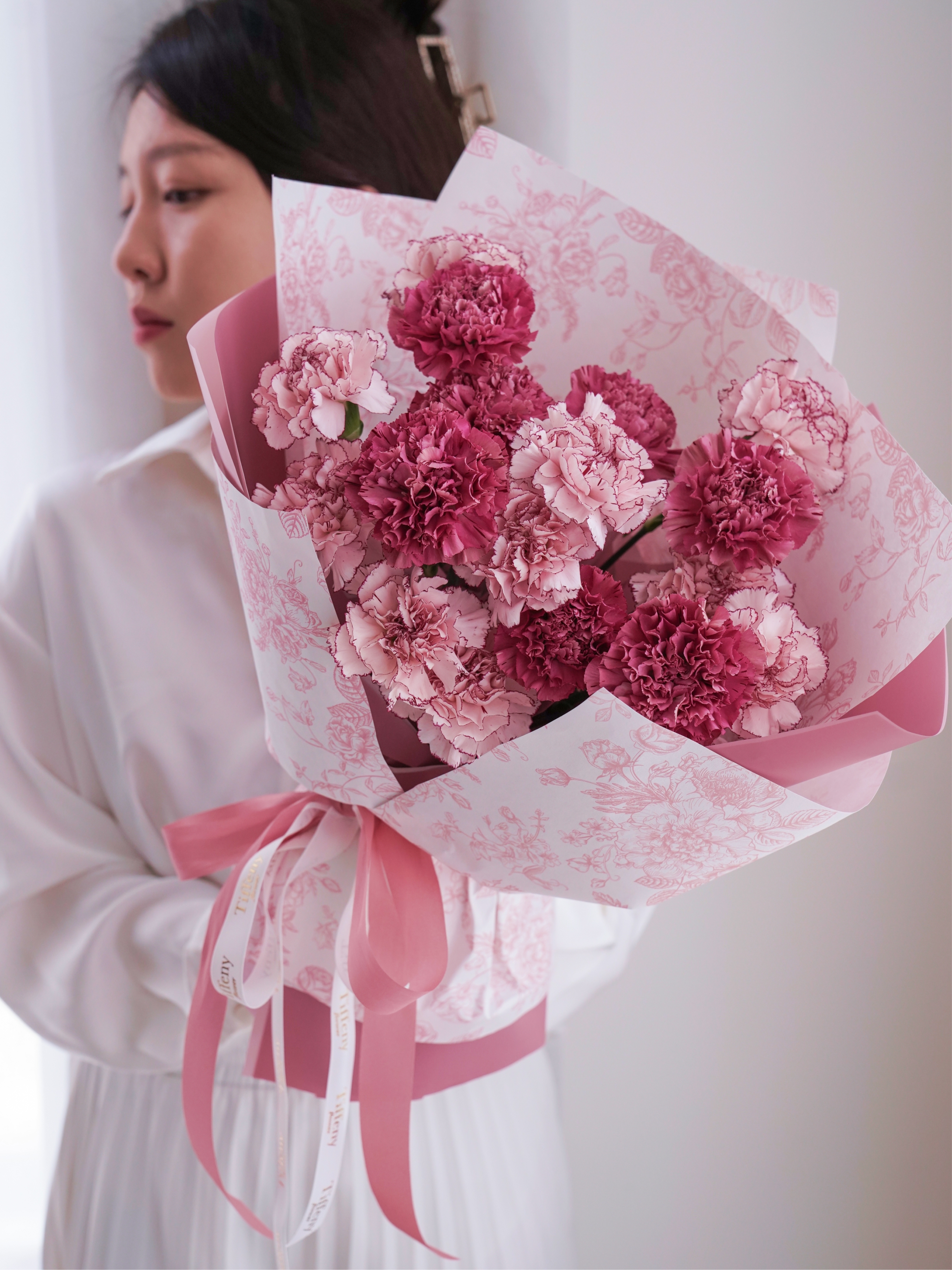 滿滿的康乃馨花束-藕紫 / XL /(非季節)