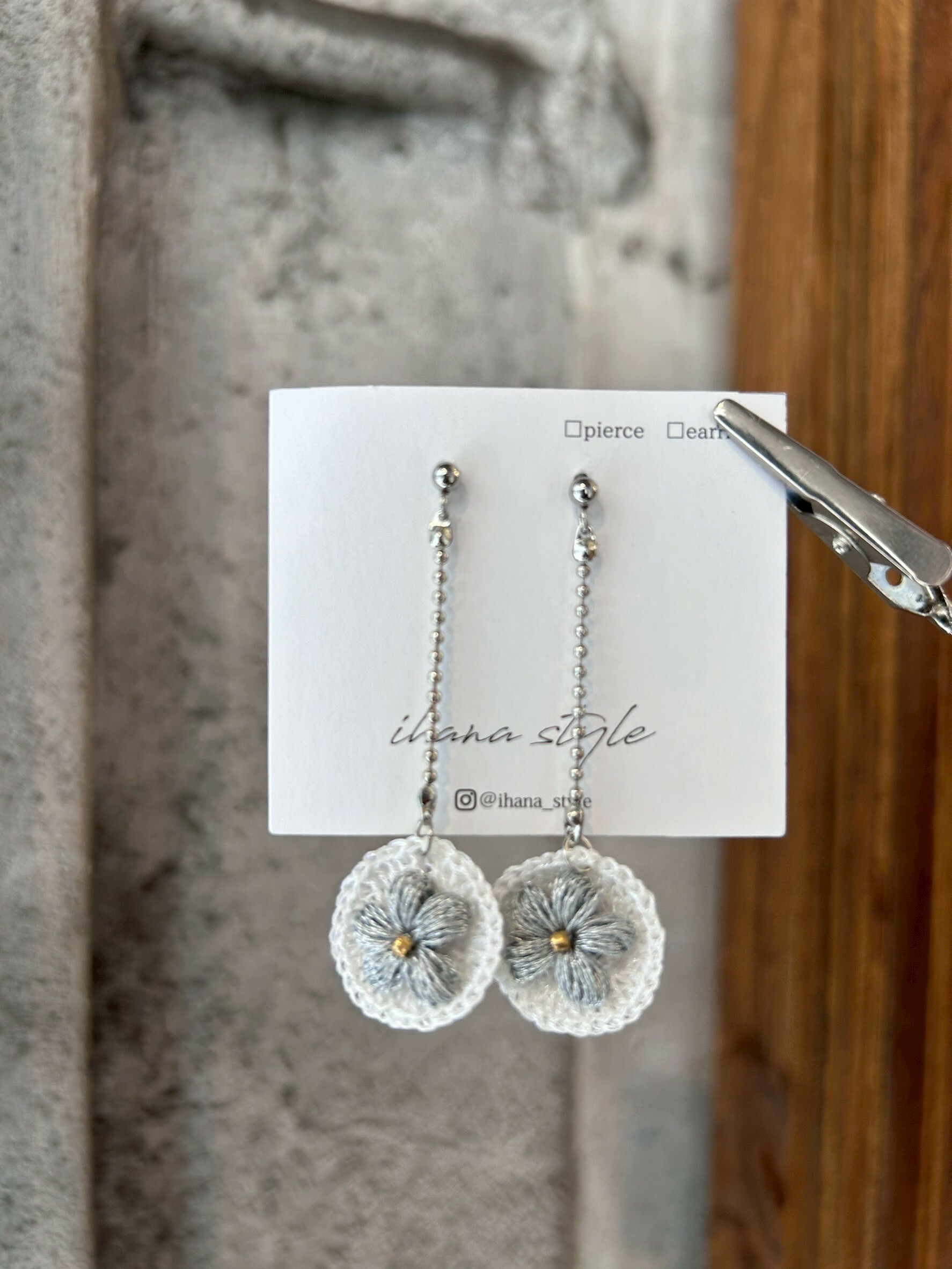 [ihana style] 小花刺繡耳環 | 耳針 | NO.5