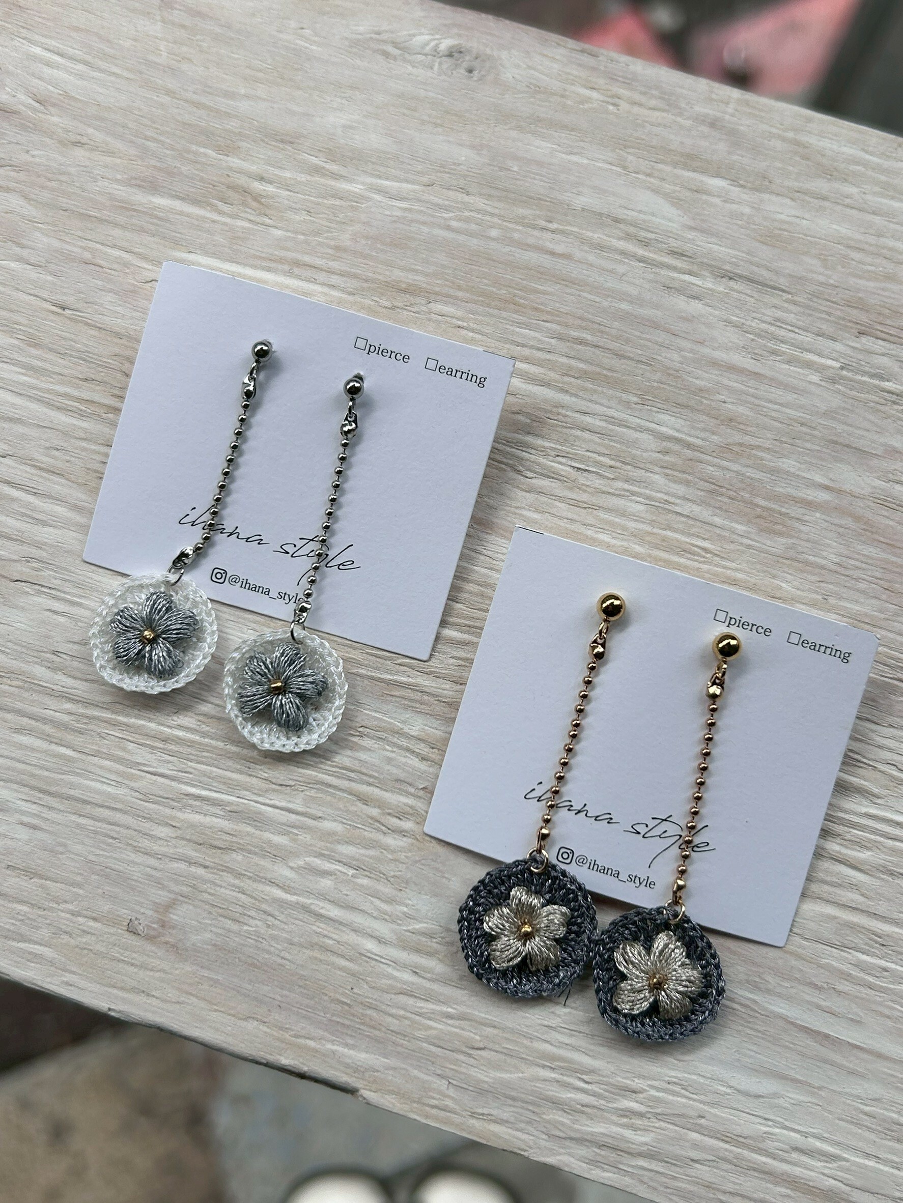 [ihana style] 小花刺繡耳環 | 耳針 | NO.5