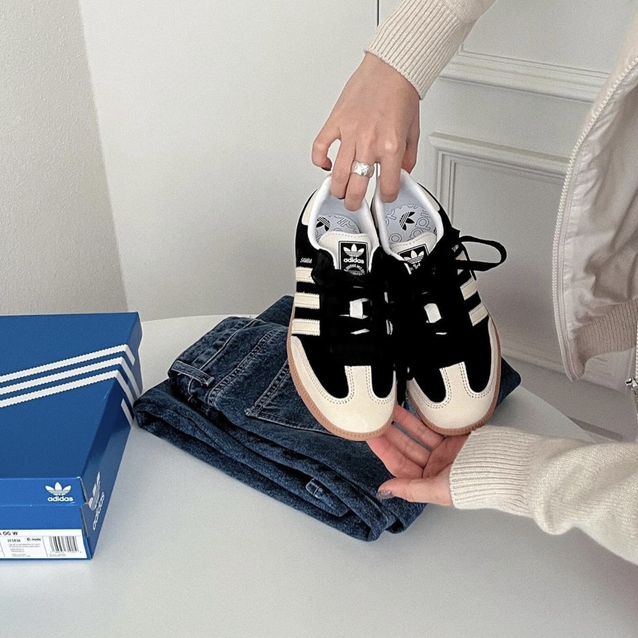 ADIDAS ORIGINALS SAMBA 黑 奶油 焦糖底 女鞋 德訓鞋 IE5836