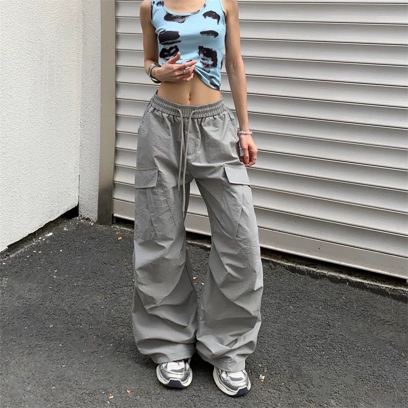 erhu 透氣格紋布寬褲 工作褲 222325