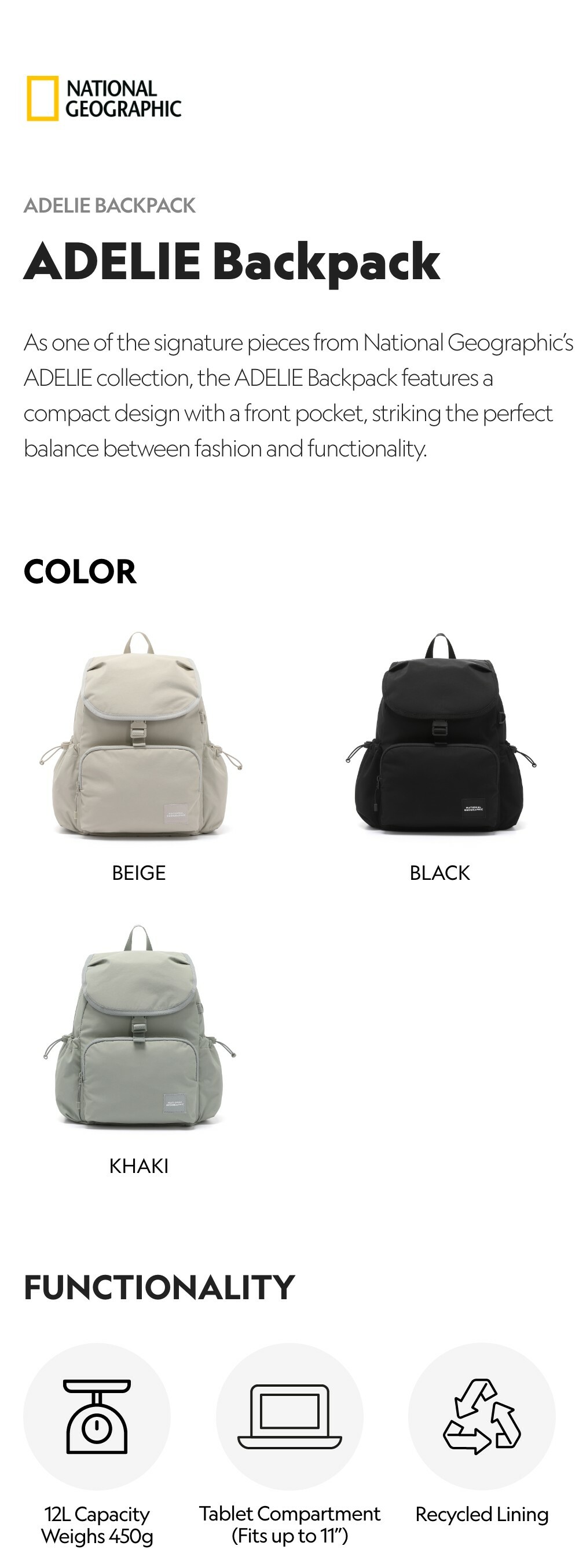 ★NATIONAL GEOGRAPHIC★ADELIE BACKPACK ADELIE BACKPACK- BLACK – National Geographic Apparel