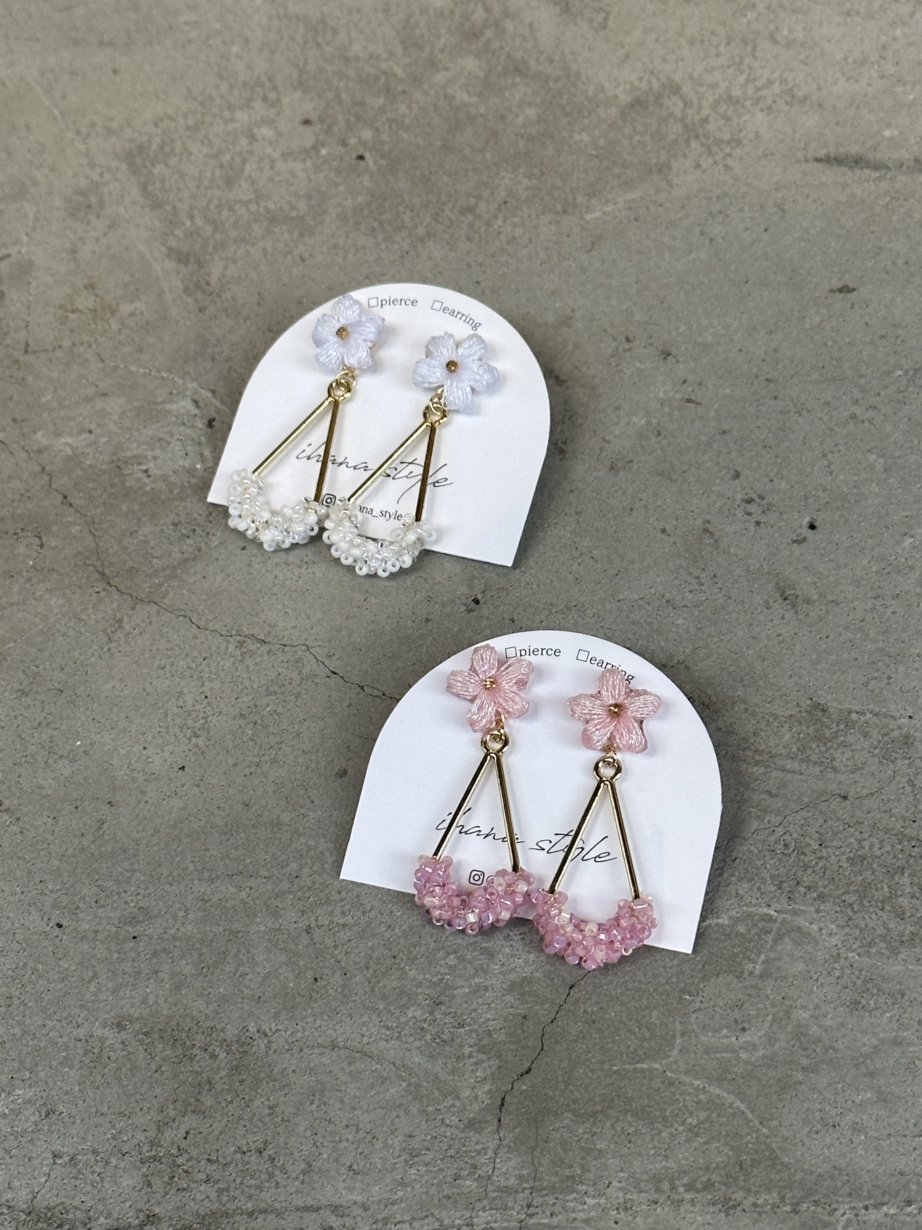 [ihana style] 小花珠珠耳環 | 耳夾 | NO.3