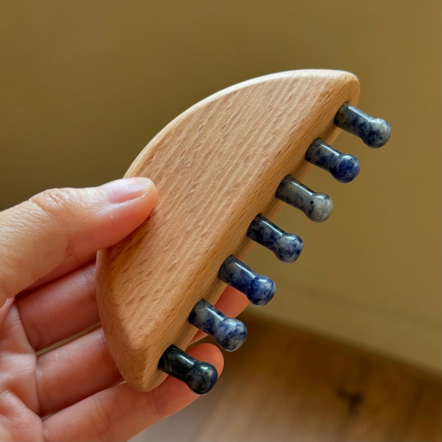 [原石] 水晶按摩器材 頭皮按摩梳 藍紋石、紅碧玉