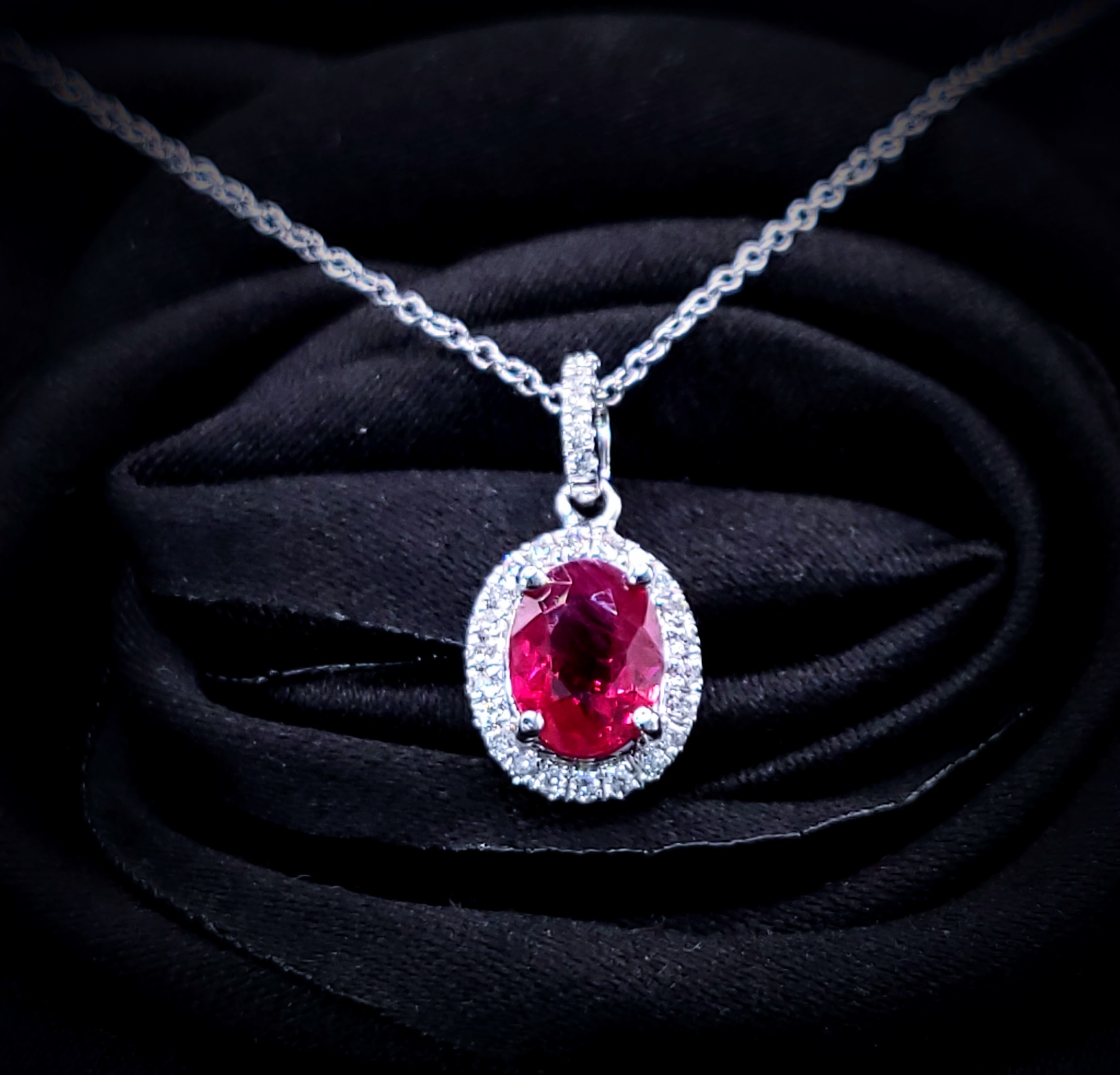 18K White Gold 0.93ct Ruby and Diamond Pendant