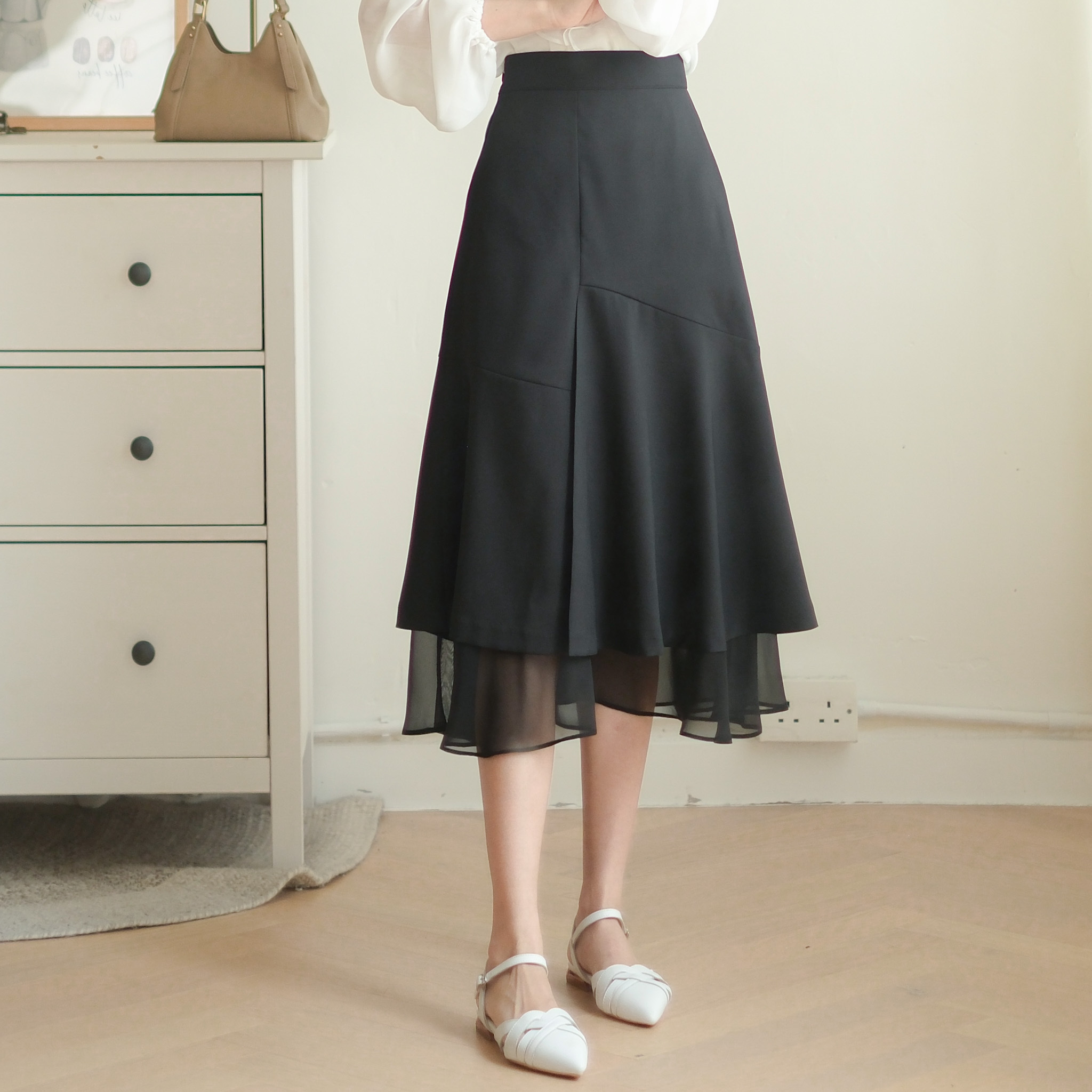 【Jeviss獨家款】飄飄裙擺雪紡半裙 BT394