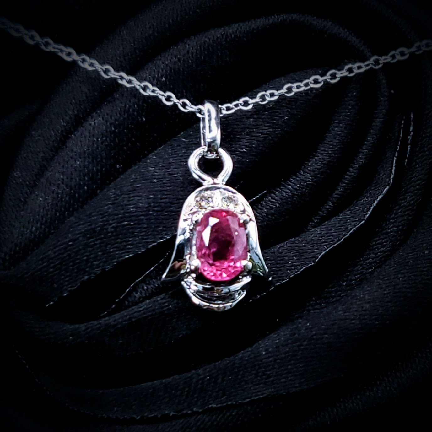 18K White Gold 0.33ct Ruby and Diamond Pendant