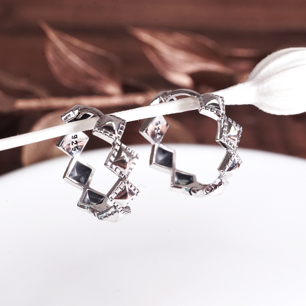 純銀 菱格皇冠 易扣耳環 925純銀耳環 女生耳環