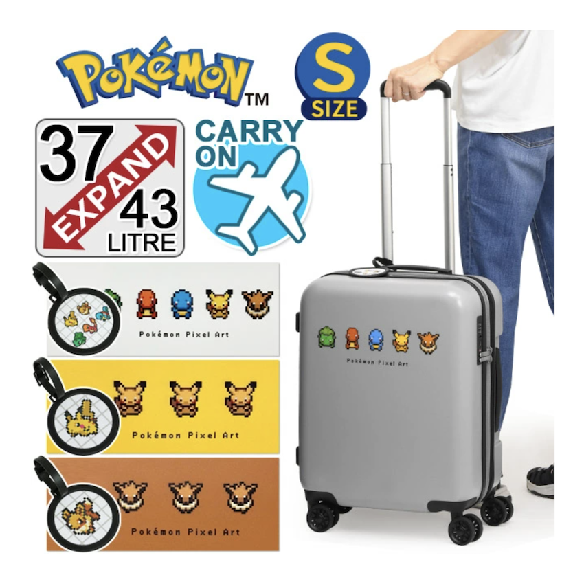 日本 Pokemon Pixel Art 37L Carry On 超軽量擴張型硬身行李箱