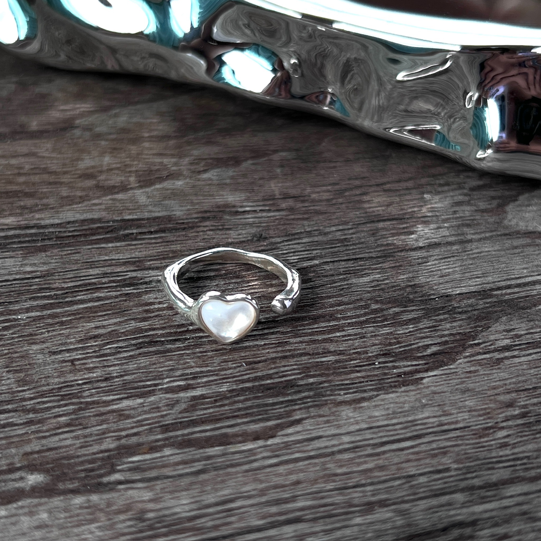 Heart-Shaped Cat's Eye Natural Stone Ring (Adjustable Size)