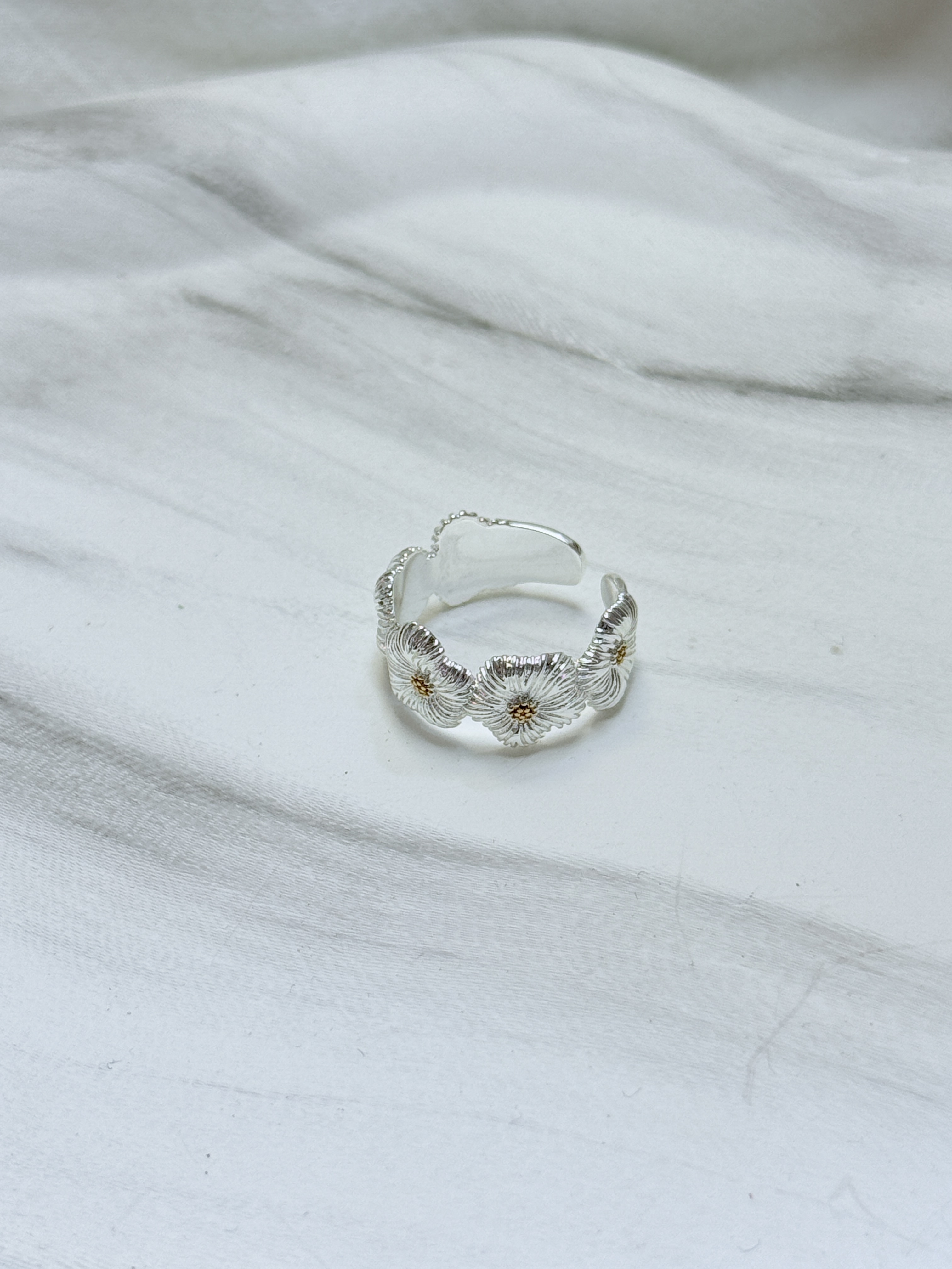 Simple Style Floral Rings。Adjustable