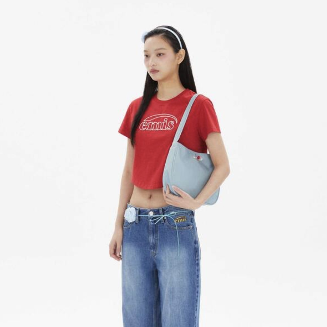 韓國 EMIS 短版 女款 短袖 圓領 弧形下擺 四色 /預購