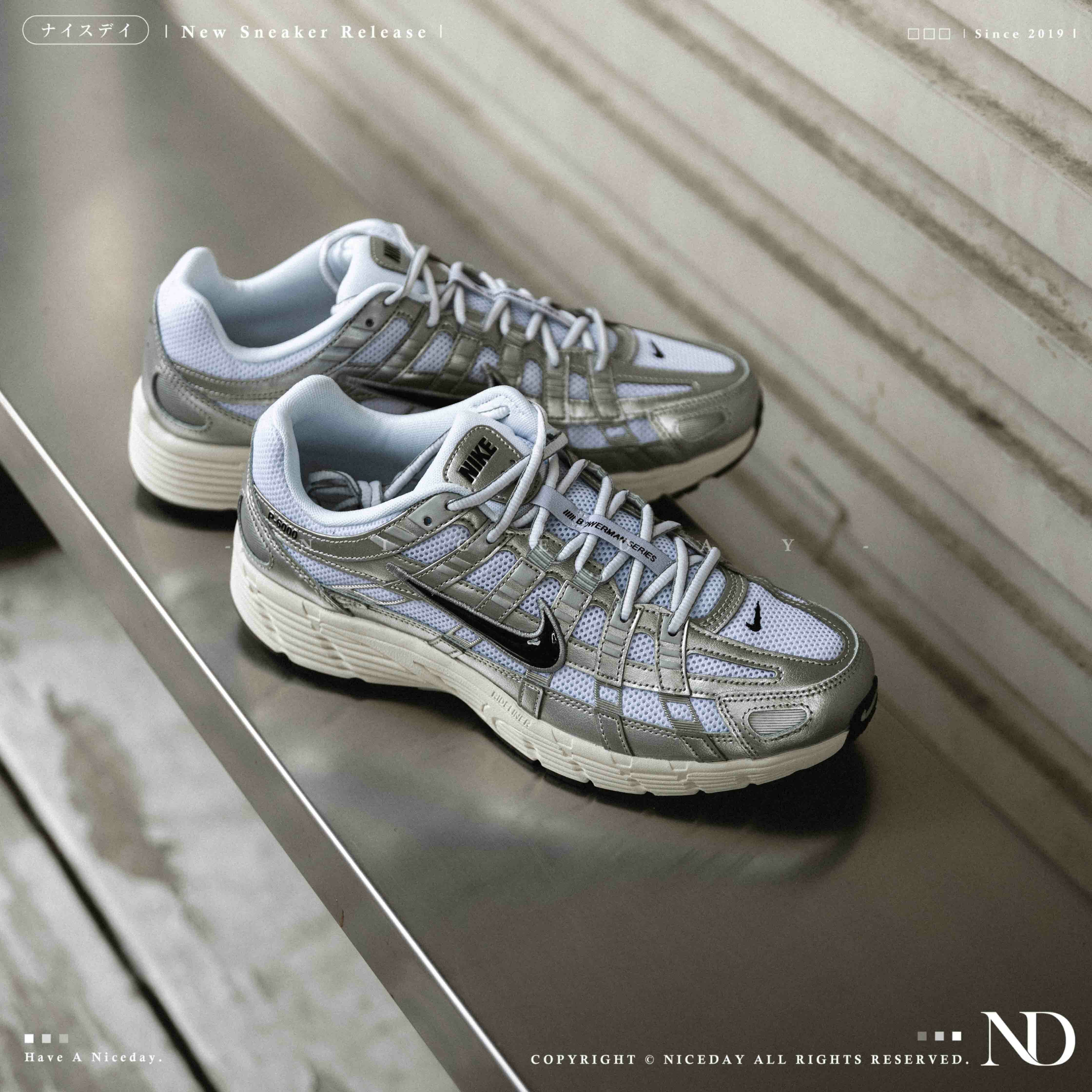 NICEDAY 現貨 NIKE P6000 White Metallic Silver 液態銀 奶油底 白銀 黑勾 CD6404-105