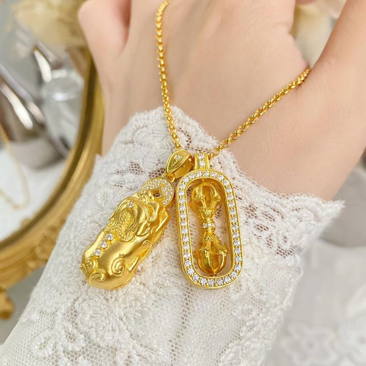 24K 24金　貔貅 金剛杵 ネックレス 足金999刻印入りA 24K 24金 貔貅 金剛杵 ネックレス 足金999刻印入りA - メルカリ