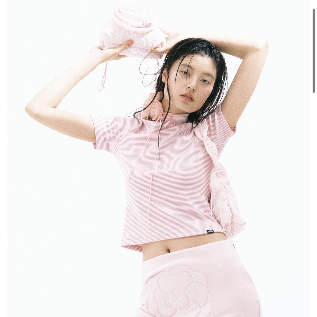 韓國 EMIS 短袖 條紋 微高領 合身 女款 女版 /預購